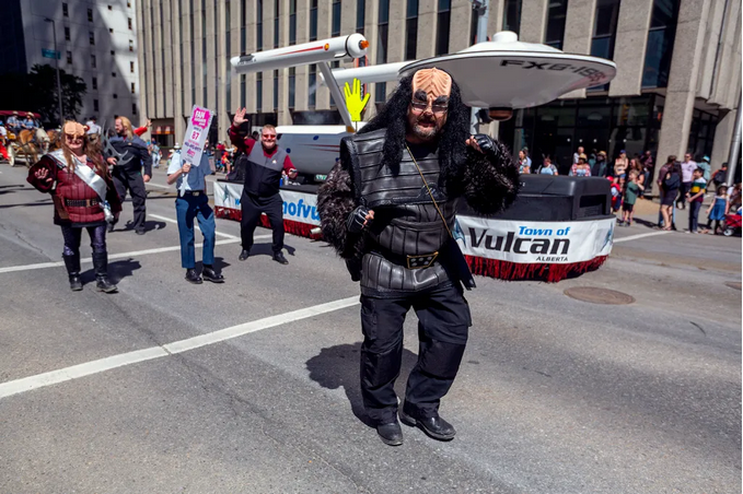 Members of USS Chinook, USS Cerberus and other Fan Clubs march in the 2022 Calgary Stampede Parade -- Photo from ARYN TOOMBS / FOR LIVEWIRE CALGARY